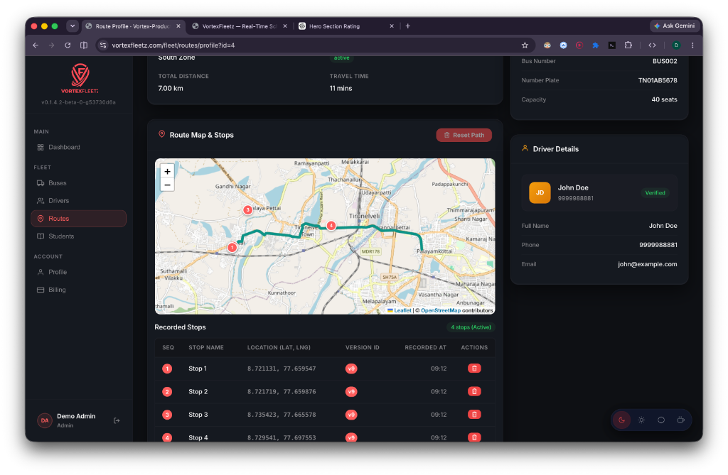 VortexFleetz Live Fleet Map & Route Tracking